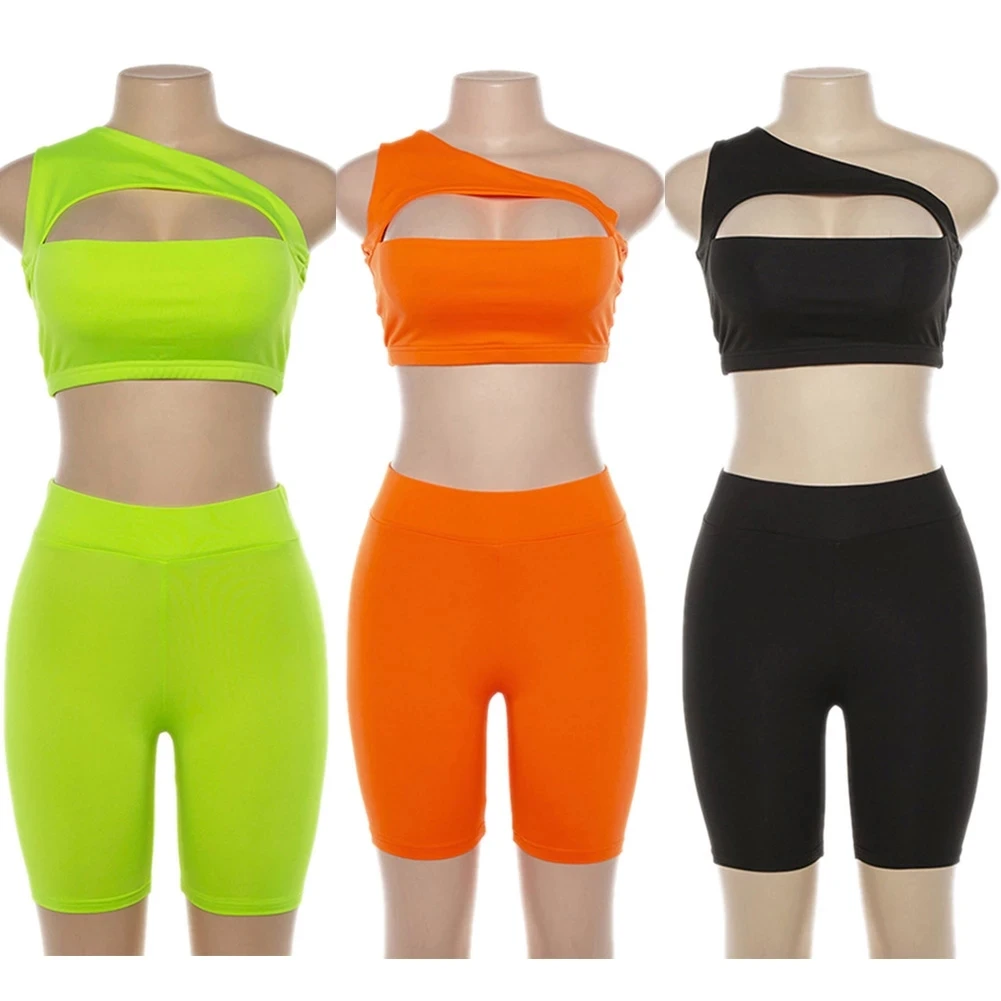 

Custom made factory wholesale solid orange women fitness yoga wear shorts sportsbra gym casual sportswear sweatsuit