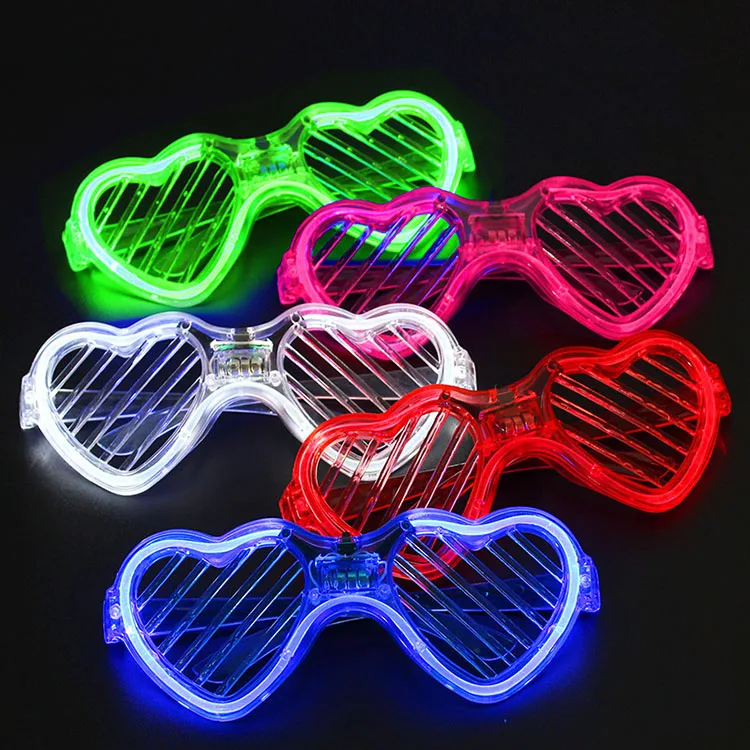 

Creative Led Flashing Heart Shape Plastic Glasses Light Up Toys Party Rave Concert Supplies Glowing Glasses