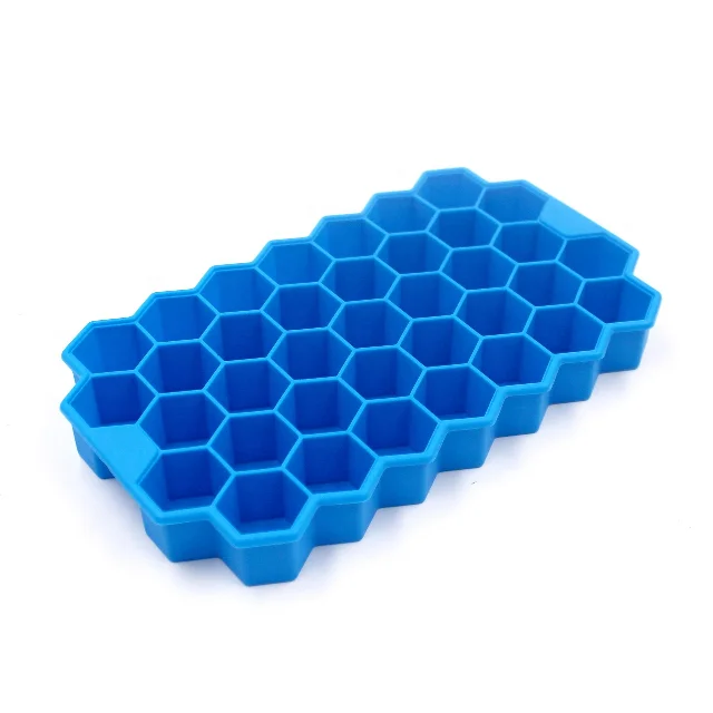 

High Quality BPA Free eco-friendly safe Honeycomb shaped silicone ice cube tray with lids, Customized color