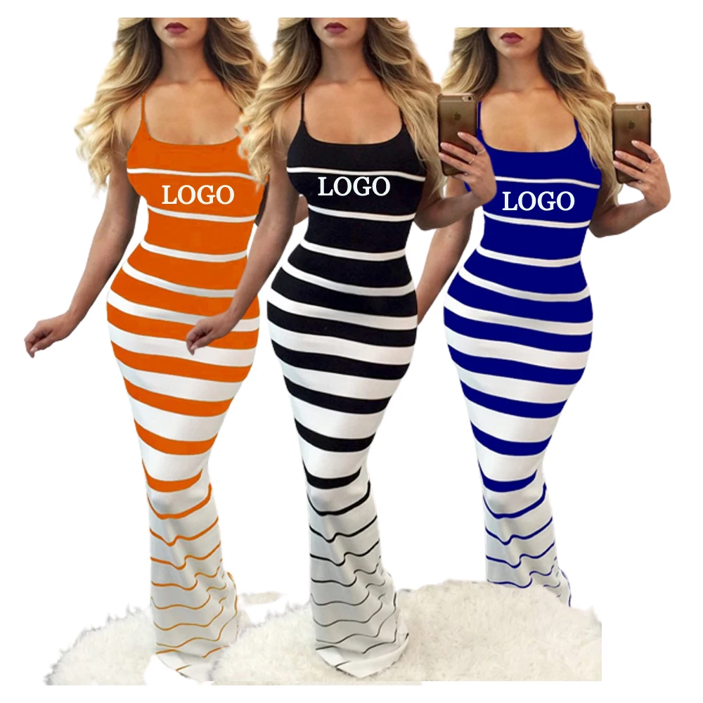 

2022 summer bodycon sexy open dress stripe shirt beach maxi dresses