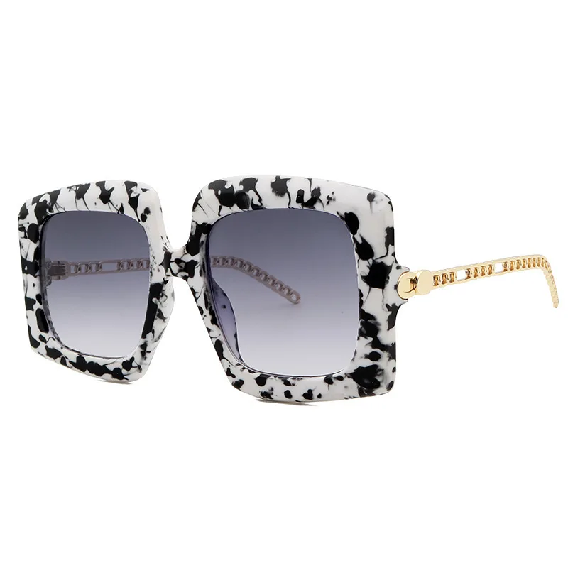 

Big Square Sunglasses Oversized Shades Bril Irregular 2021 Luxury Sunglasses Eyeglasses Lenses Oculos With Chain, As picture show