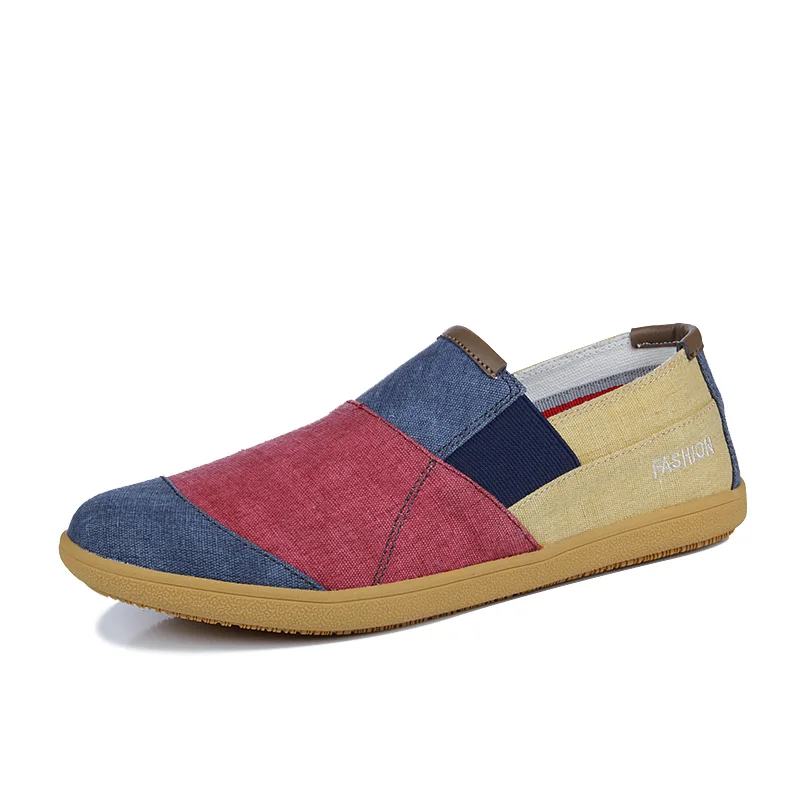 

Wholesale Men Slip-On Casual Shoes Colorful Flat Canvas Driving Loafers Made In China, 3 colors