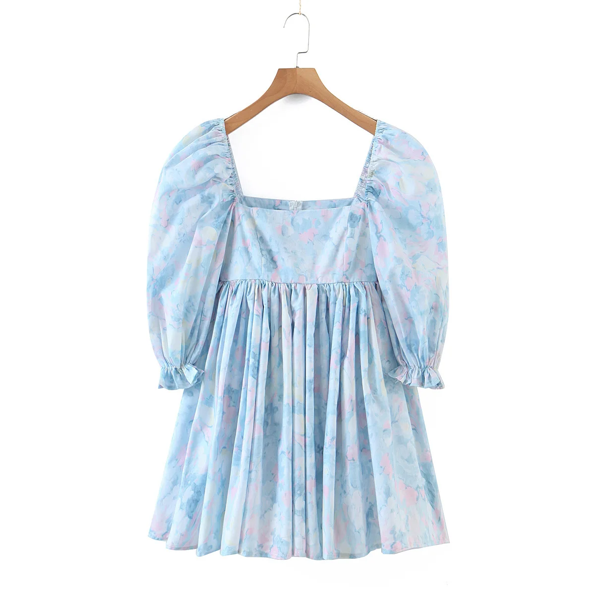 

Foreign trade hot sale autumn new style European and American temperament little fairy pleated print mini dress mini dress, Photo color