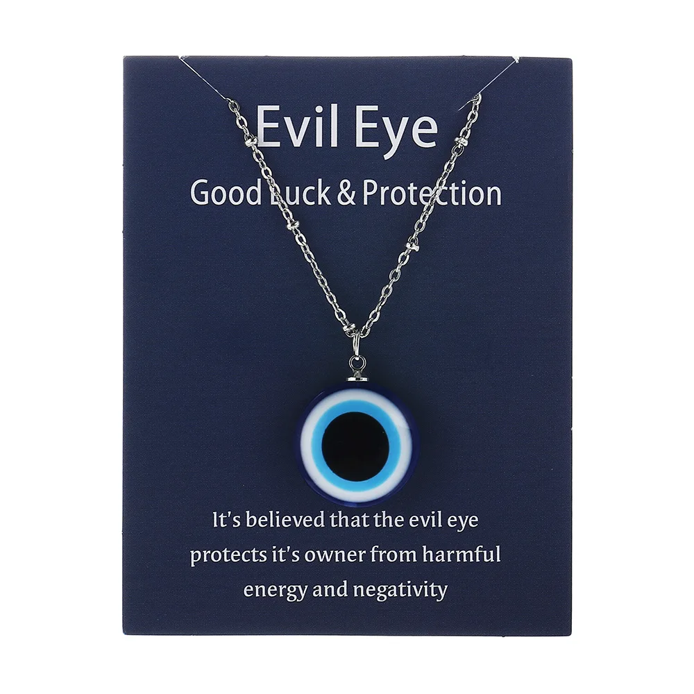 

2021 New Evil Eye Necklace Turkish Blue Eye Amulet Lucky Protection Necklace for Women and Men, Gold, sliver