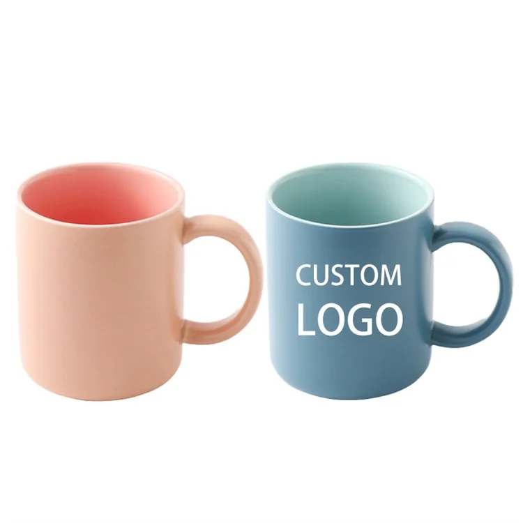

Nordic Style Contrasting Color Ceramic Mug Customized Logo Gift Cup Large Capacity Coffee Cup