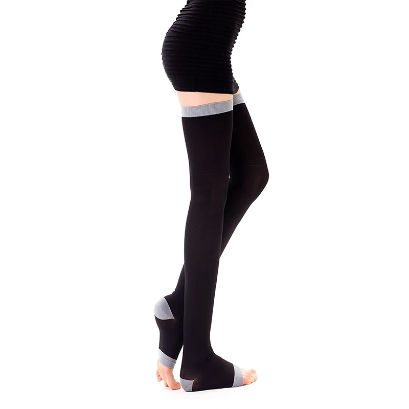 

Thigh High Compression Stockings Opaque Slim Leg Sleep Compression Socks Open Toe