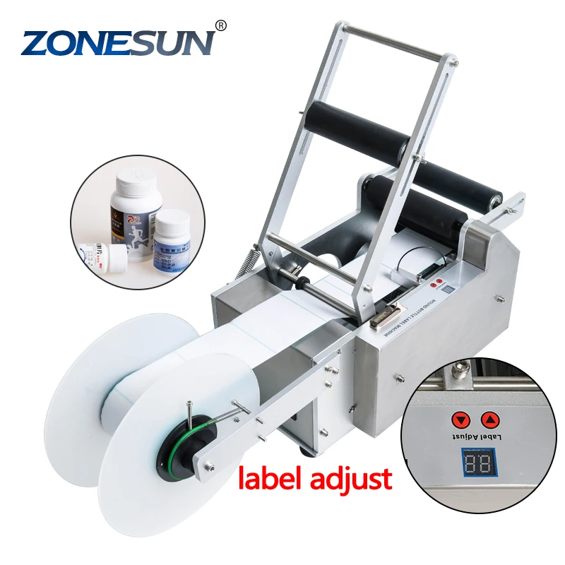 

ZONESUN LT50 Round Bottle Labeling Machine With Pedal Switch Semi automatic Labeler Label Applicator