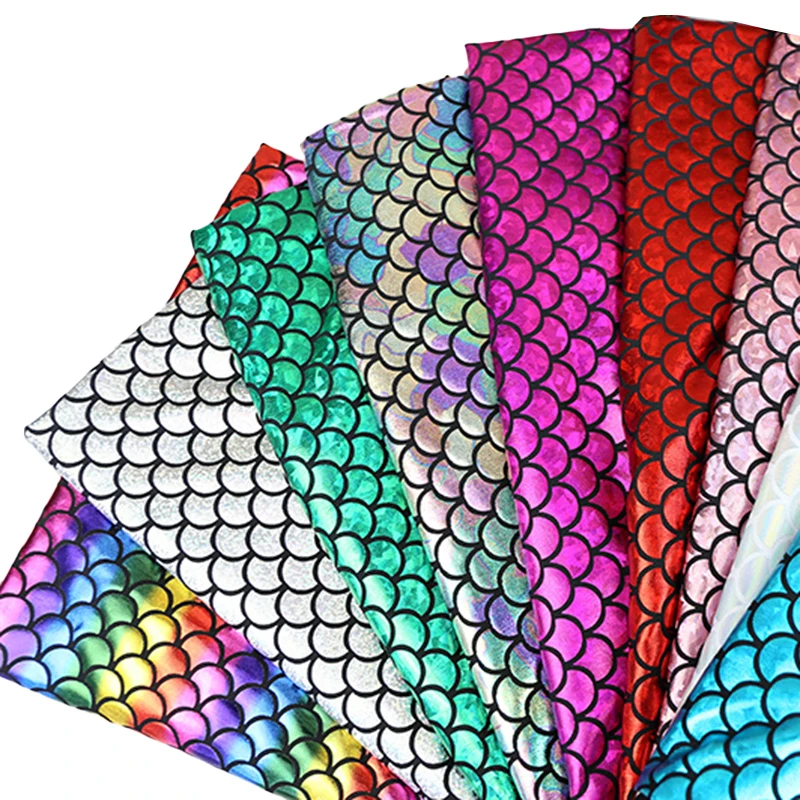 

Fish Scale Elastic Spandex Gilding Fabric Wedding Dance Stage Performance Clothing Fabric Diy Colorful Elastic Fabric