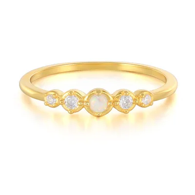 

2021 Delicate Single Obal Opal Zircon Ring Mini Opal Ring 925 Sterling Silver, Silver;gold