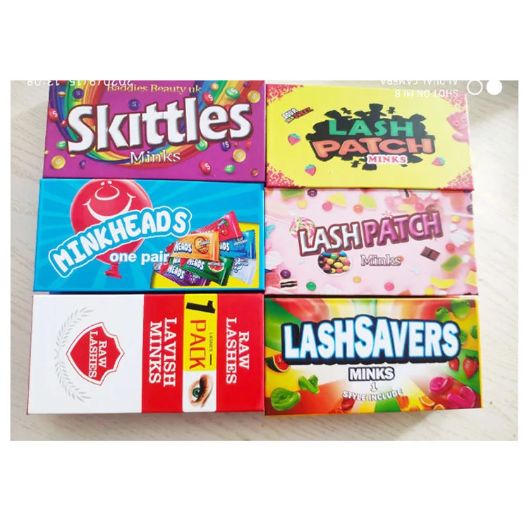 

New Design Candy Eyelash Packaging Box Empty Lash Boxes With Tray Rectangle Case 25mm Mink Lashes Creative Eyelashes Package