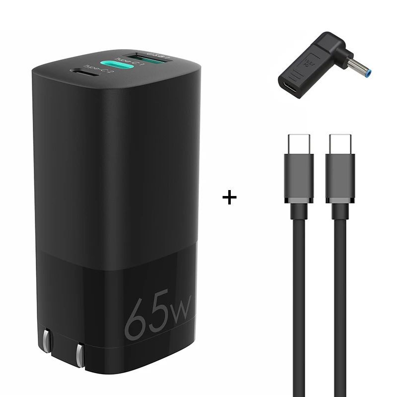 

laptops Type C data line adapter 65W GaN USB C PD USB-C Fast Charger, Black white