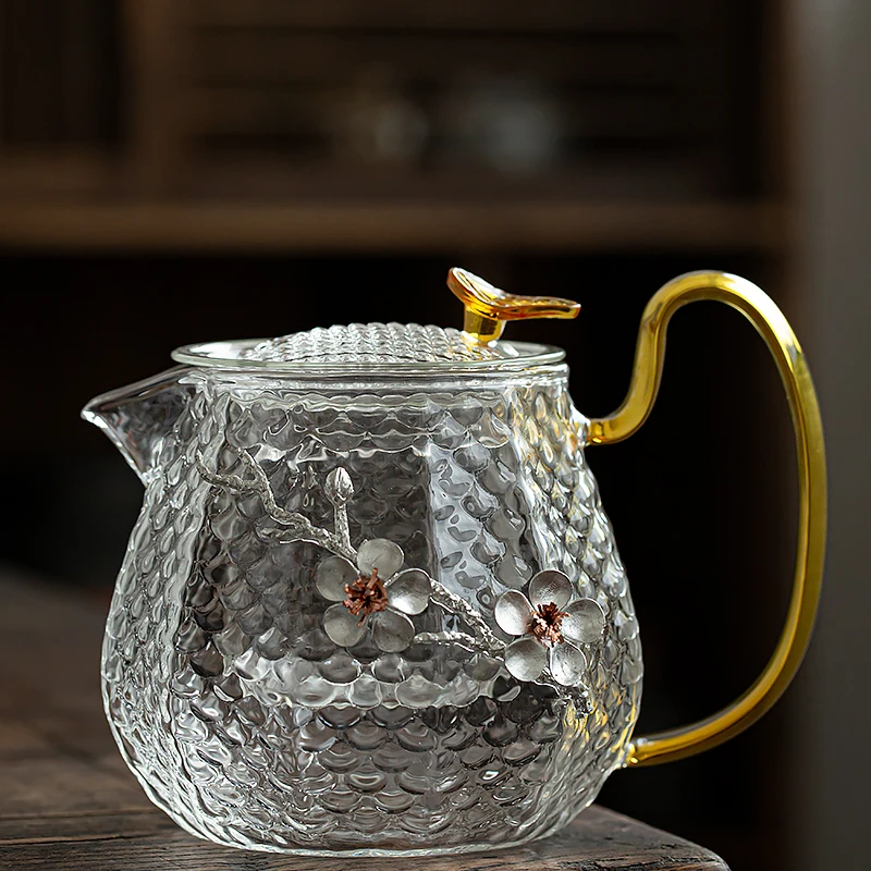 

Transparent high borosilicate teapot heat resistant glass tea pot pyrex glass teapot sets with warmer, Transparent color