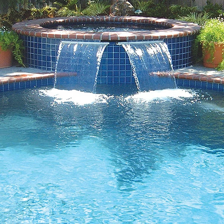 Swimming Pool Aquascape Stainless Steel Led strip Pondless Spillway Waterfall Backyard Garden Waterfalls