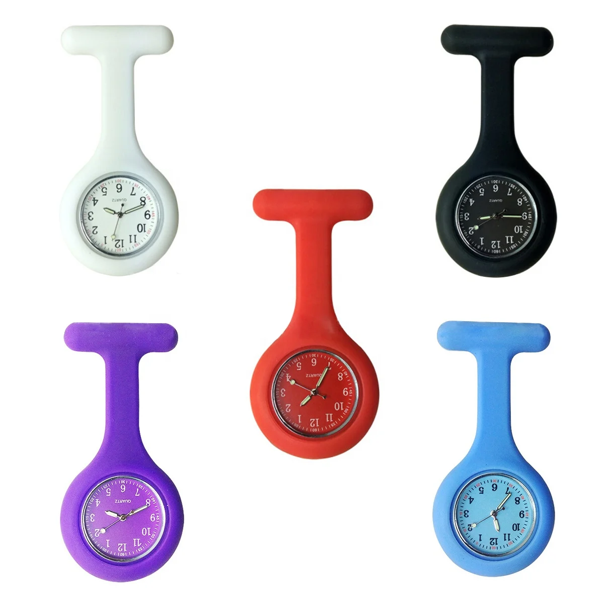 

Customized logo colorful printing Pocket Cheap Silicone Luminous Hands Nurse Watch