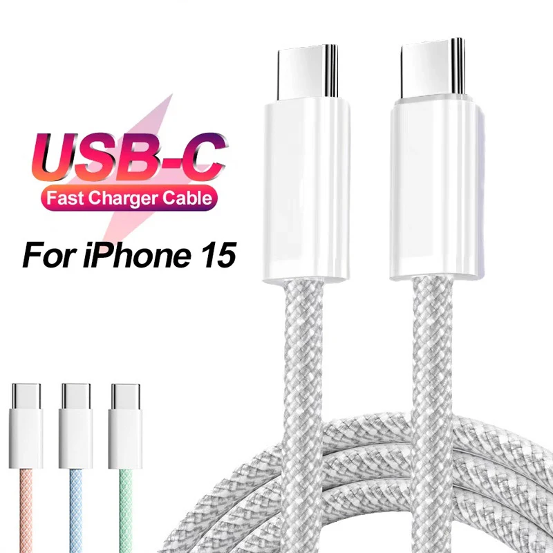 

1M Nylon braided charging data cable C to Type C cable For iphone 15