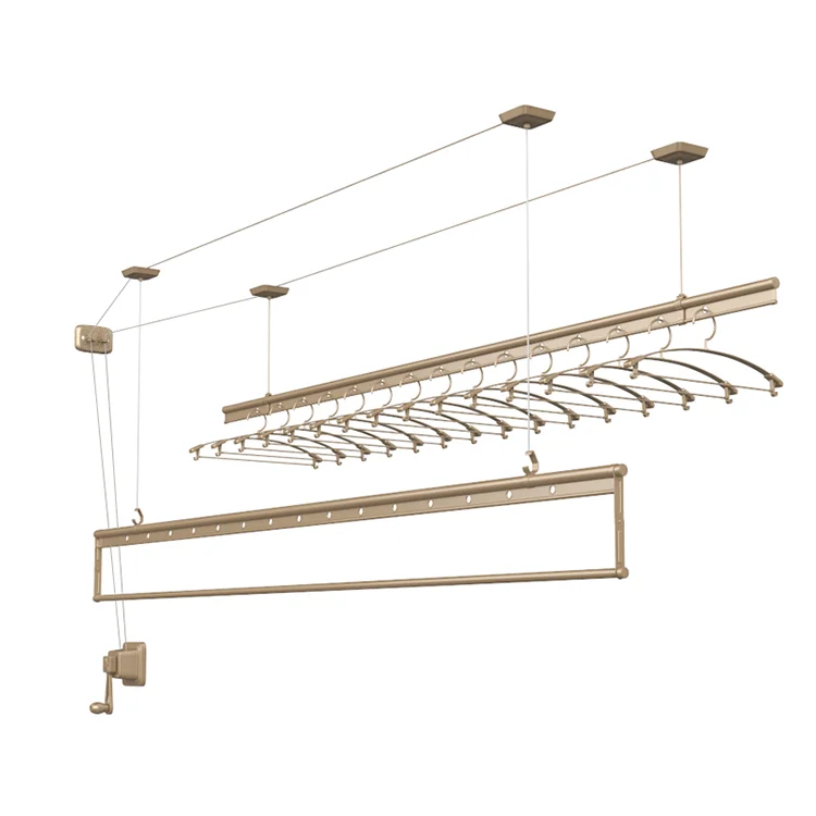 

Wholesale Retractable Ceiling Coat Metal Hand Control Lifting Clothes Hanger