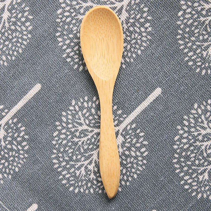 

hot selling wholesale price popular 10cm mini bamboo spoon accepting laser engraving logo, Natural