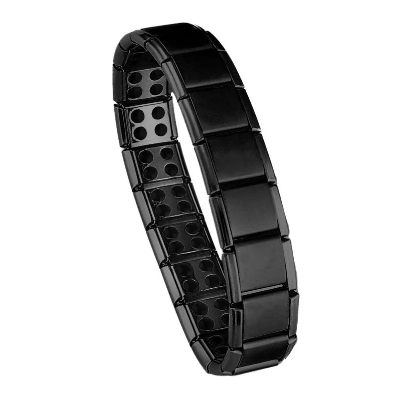 

Fashion Black Stainless Steel Healing Energy Bracelets Adjustable Germanium Magnetic Stone Couple Bracelets, Picture