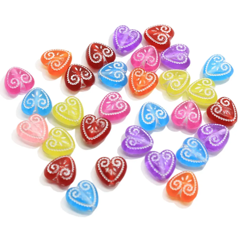 

Acrylic Heart Beads Pearl Color Jewelry Loose Spacer Beads DIY Charms Bracelet Necklace Making Yiwu Supplies