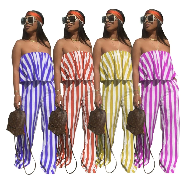 

Factory Price Wholesale Two Piece Set Leisure Stripe Woman Stylish Ladies Two-piece Suit