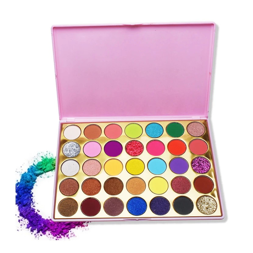 

35 Colors Matte Pressed Eye Shadow Shimmer and Glitter Pink Eyeshadow Palette