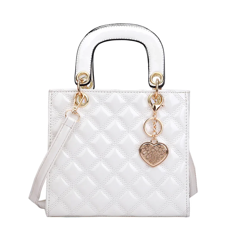 

Luxury Brand Tote bag 2021 Fashion New High Quality Patent Leather Women's Designer Handbag Lingge Chain Shoulder Messenger Bag, White, red, khaki, black, silver, pink