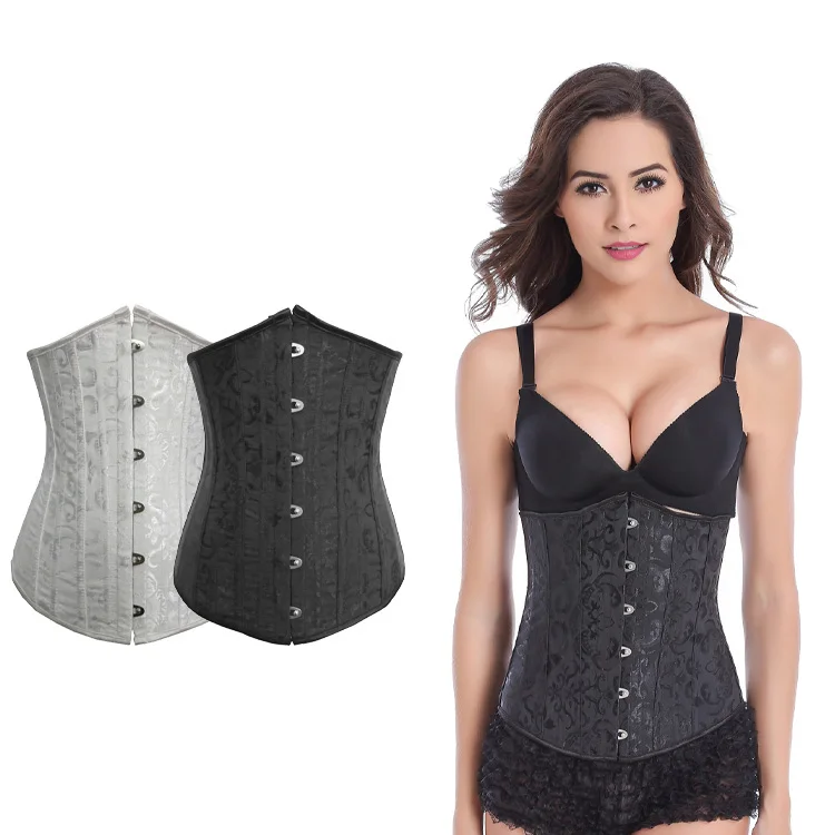 

Hourglass contour shaper underbust heavy duty 26 steel boned waist training corset for women, Black,white