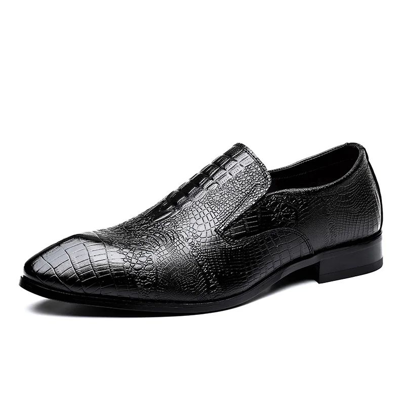 

2021 High Quaility Leader Slip On Alligator Fashion Luxurey Genuine Leather Men Loafers Dress Shoes, Black