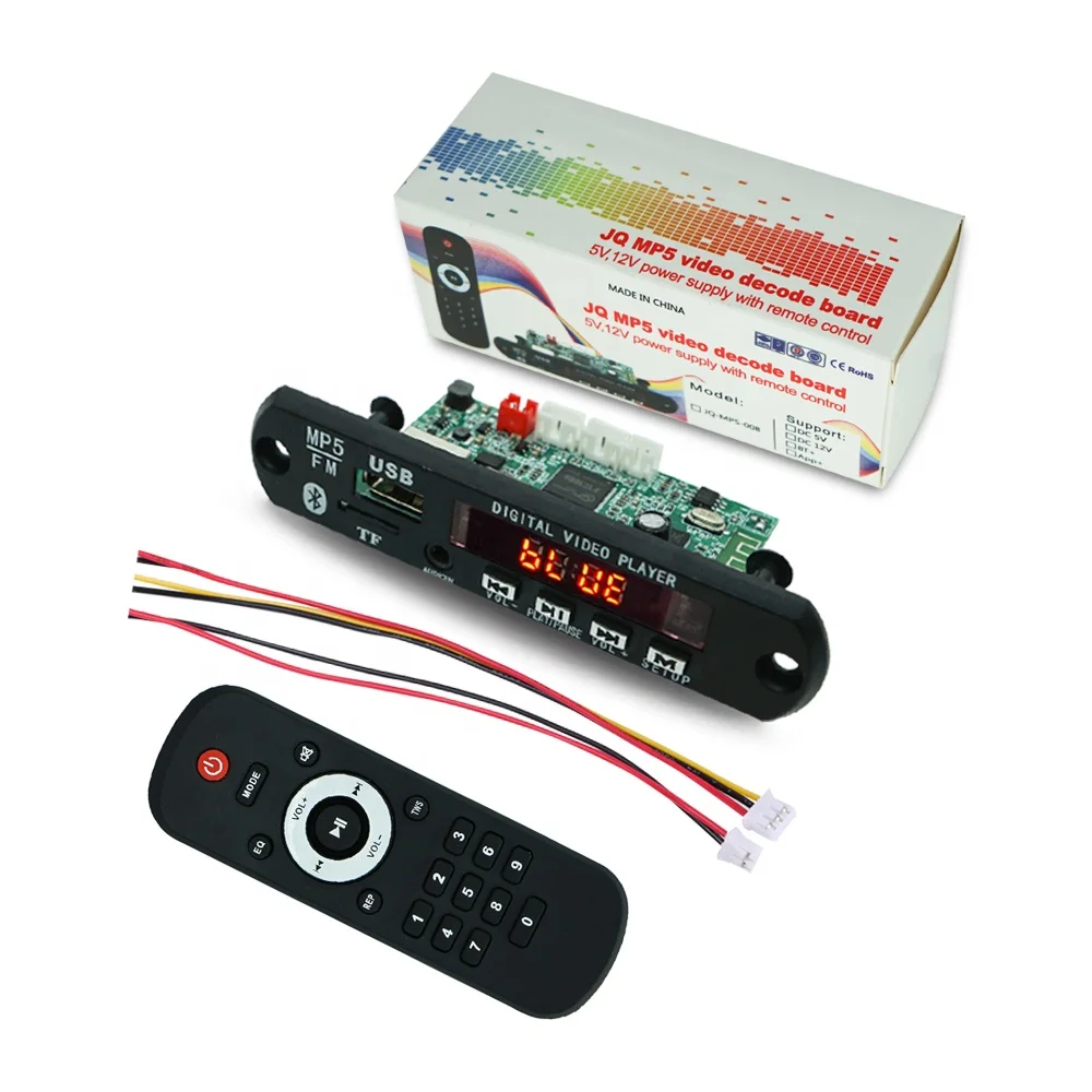 

JQ wireless BT Video Circuit USB TF Card MP3 Player Module, 12V MP4 Video Kit MP5 Player Decoder Board For TV