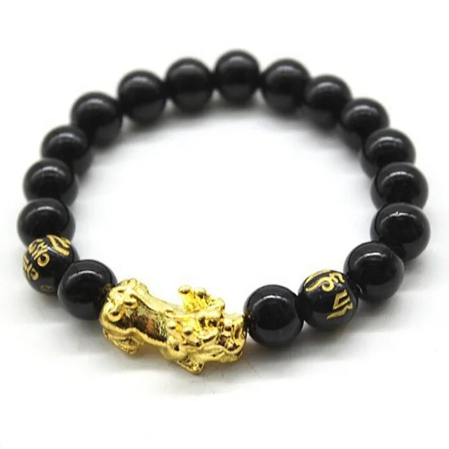 

Wholesale Charm Lucky Fortune Natural Feng Shui Black Shungite Bracelet Pixiu Bracelet For Men and Women, As pictures