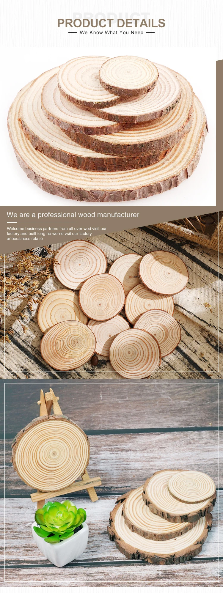 natural wood pieces slice decorative polished