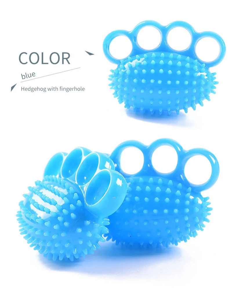 

Manufacturer wholesales high quality TPR environmental 4-finger fitness needle ball training rehabilitation ball, Blue