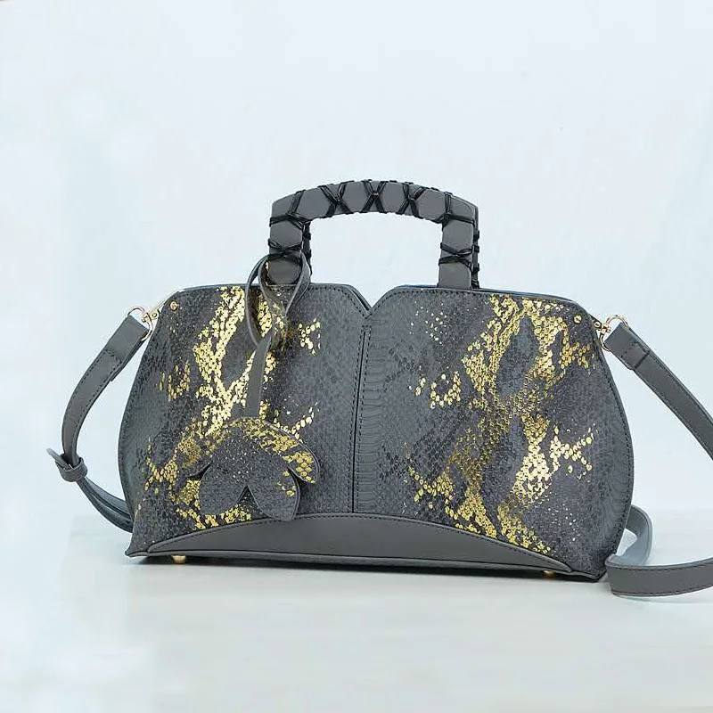 

African Style Fashion Python Pattern Women Bag Large Fashion Women Handbags Woven Handle Tote Bag