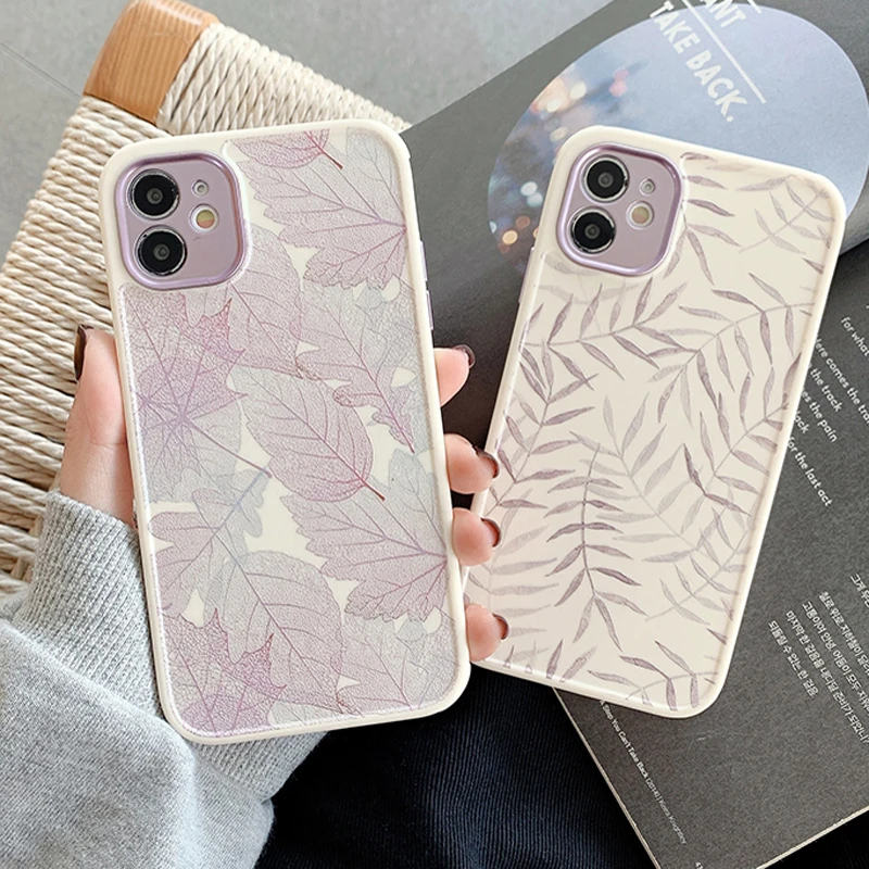 

Vintage Leaves Shockproof Phone Case For iPhone 12 Mini 11 Pro Max X XR XS Max 7 8 Plus 12Pro Art Watercolor Soft TPU Back Cover