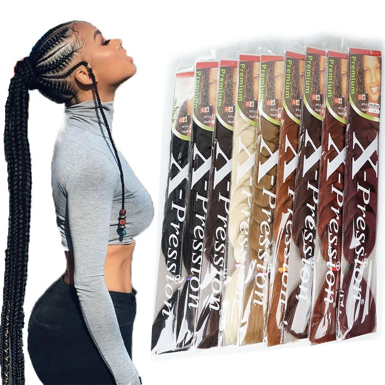 

Xpression wholesale Expression braid hair extension products synthetic jumbo braiding Hair Extension, Black brown red pink purple