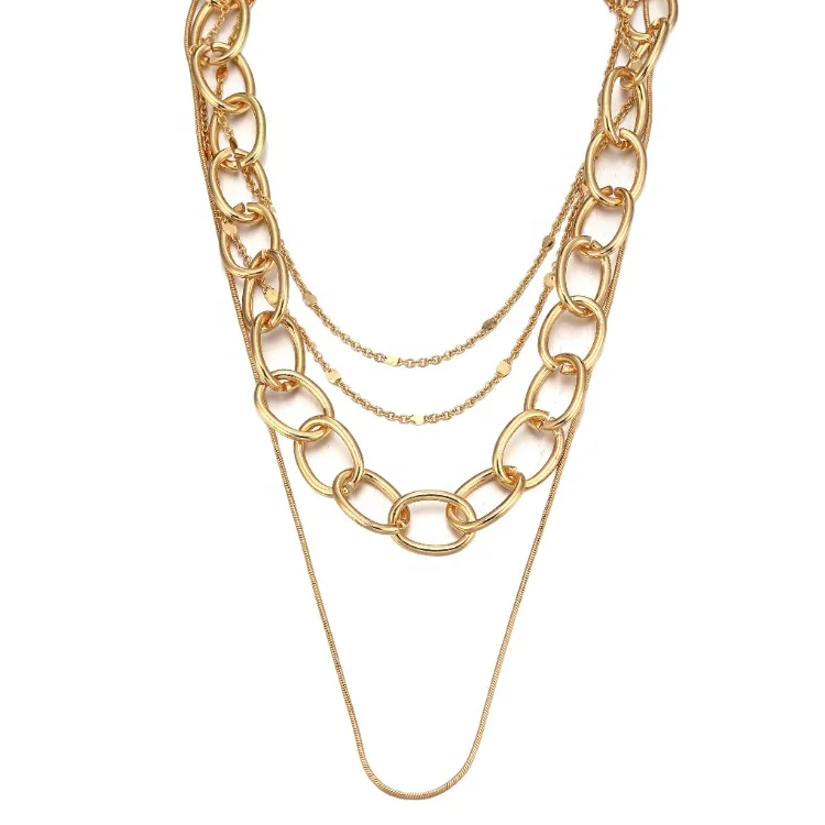 

Dina Simple Plain Hip-hop Men Link Chain Gold Thick Big Heavy Chain Necklace For Women