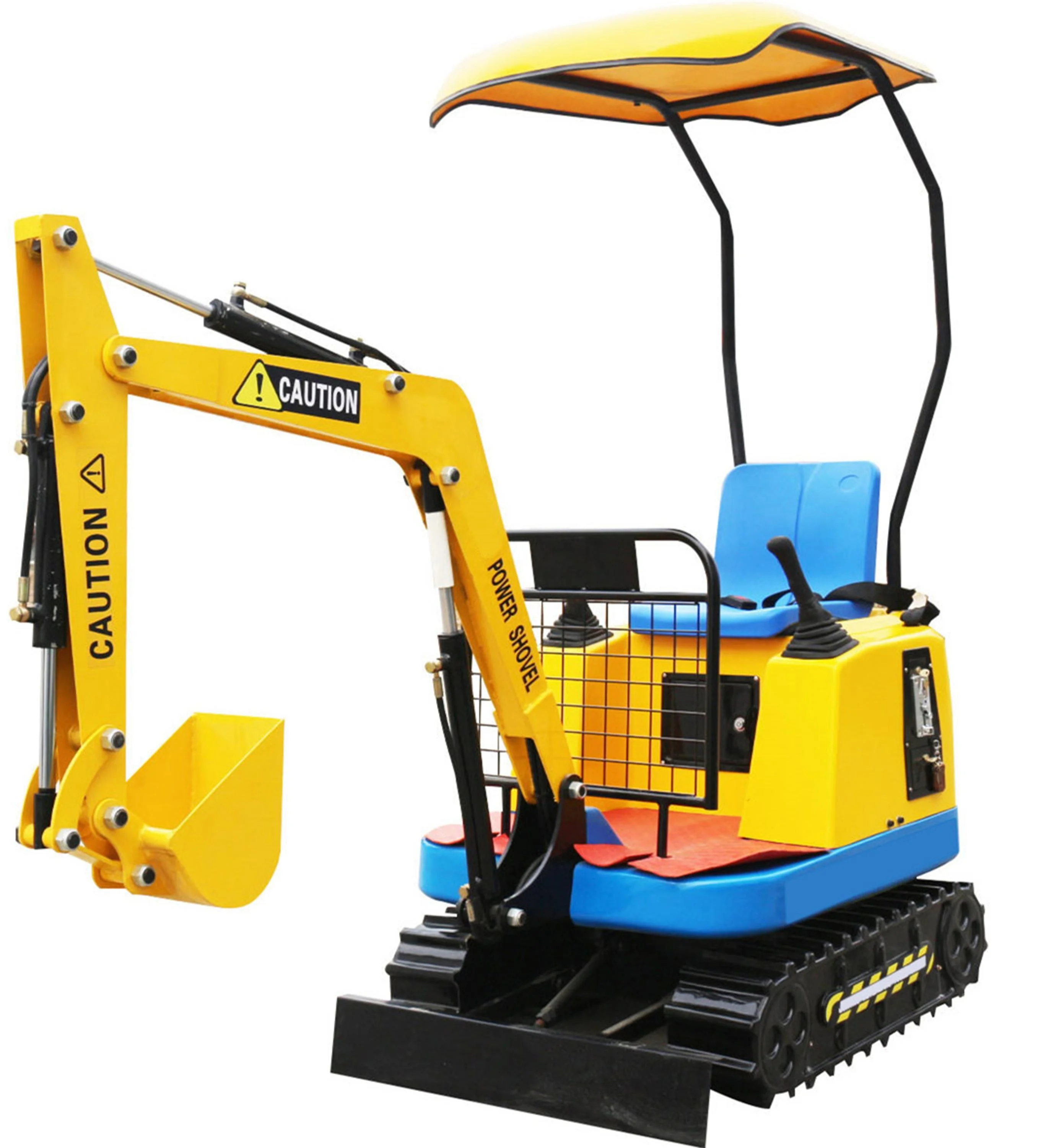 

Children play with simulated toy play excavators, Yellows