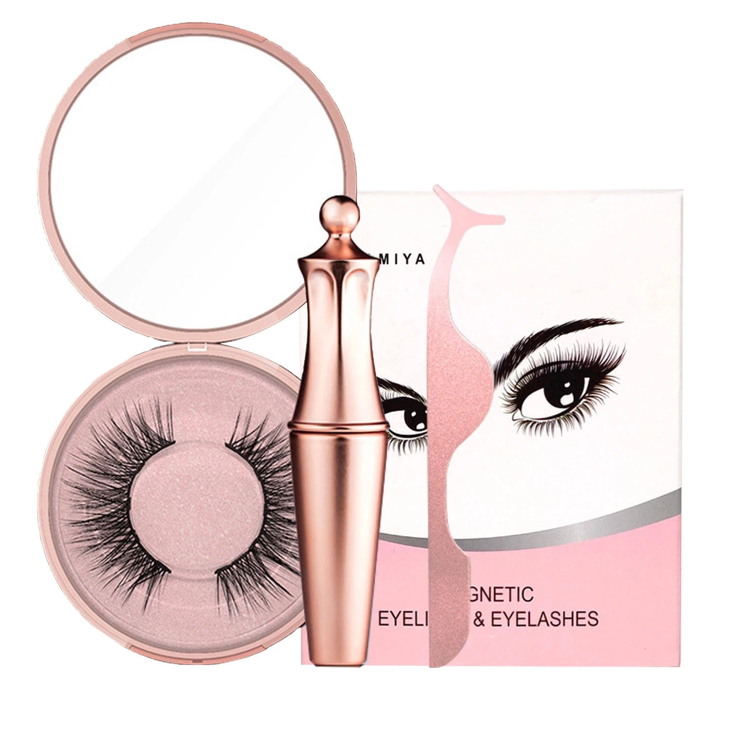 

Eyelash Extension Fan Volume Lashes 3d 2d 4d 5d 6d 7d Korean Style 3D Magnetic Eyeliner False Eyelashes Kits, Pink