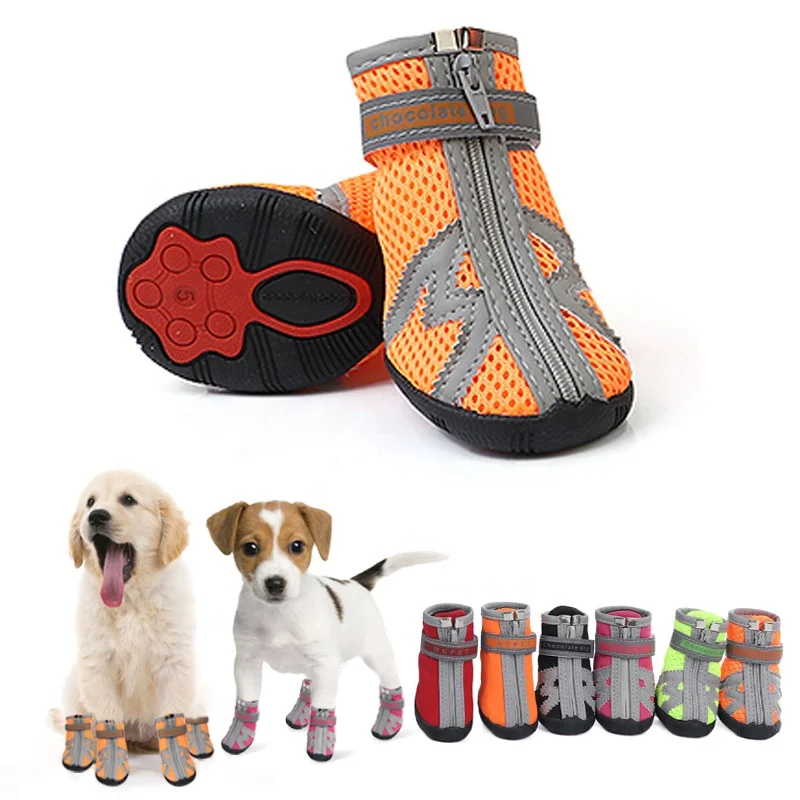 

Customized Comfortable Cheap Pet Dog Shoes Mesh Zipper Dog Booties Nylon Indoor Puppy Anti-Skid Pet Shoes, Orange,green