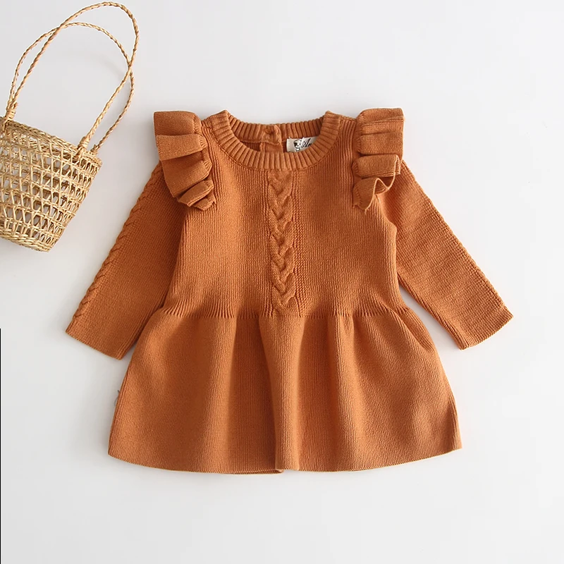 
Newarrival knitted Baby girls sweater dress newborn for Autumn Winter 