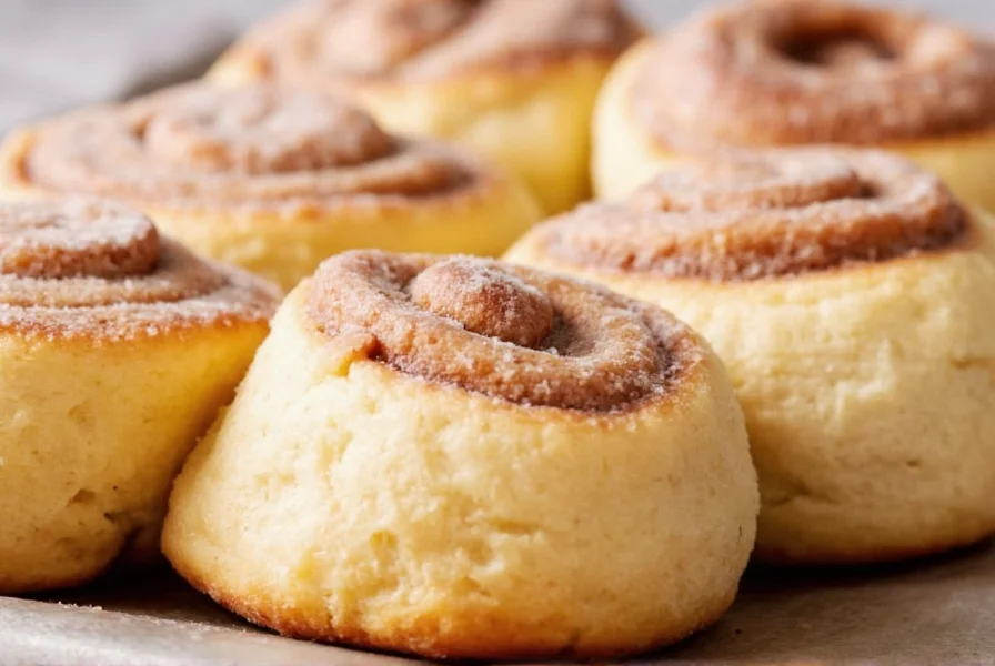 Assortment of viral cinnamon roll variations including apple, cheesecake, and vegan versions arranged on rustic wooden board