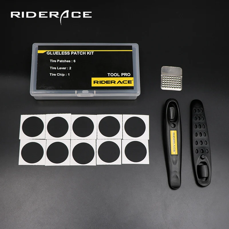 

Bicycle Glueless Chip Patches Kit Tyre Tire Lever Wheel Repair Tool MTB Mountain Bike Road Inner Tire Piece Cycling Accessories, Black red