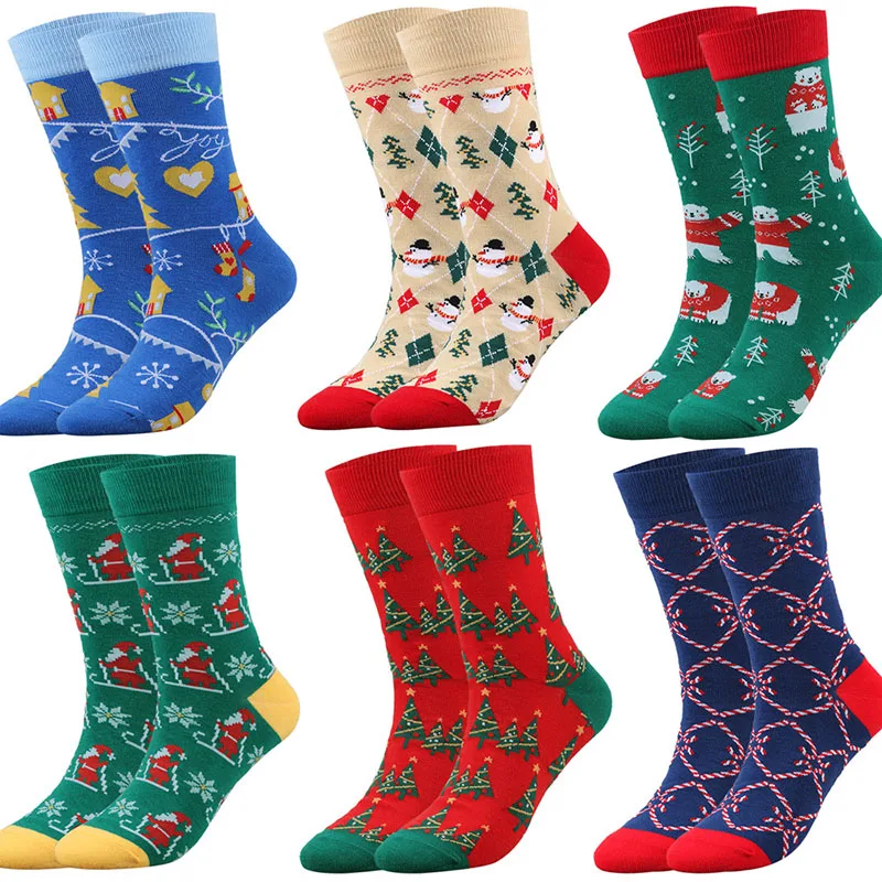 

Jingwen OEM calcetin de navidad Large Size New Design Men Christmas Socks