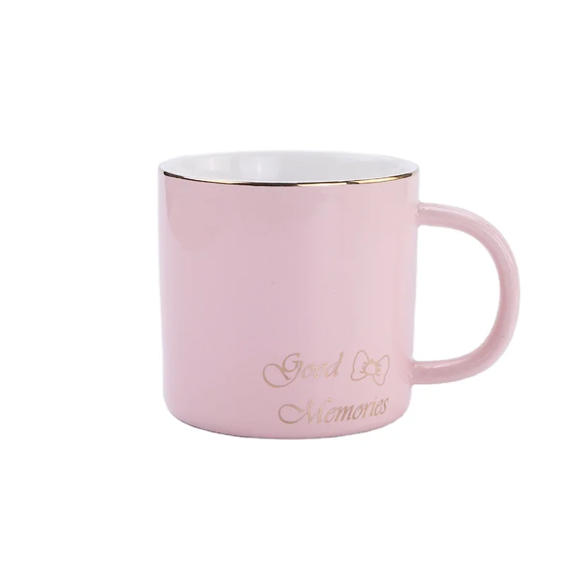 

Christian Encouragement Gifts for Women Pink Coffee Mug with Gold Rim, Blue pink mug with gold rim