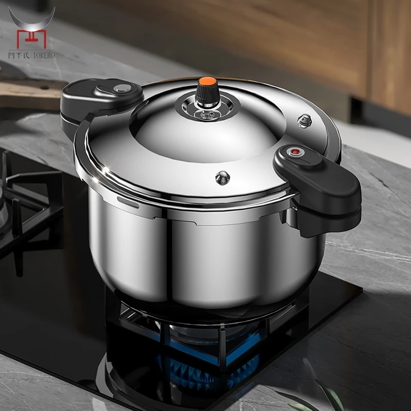 

Stainless Steel Large Pressure Cooker With Double Handle Explosion Proof Intelligent Pressure Indication Kitchen Cookware Pot