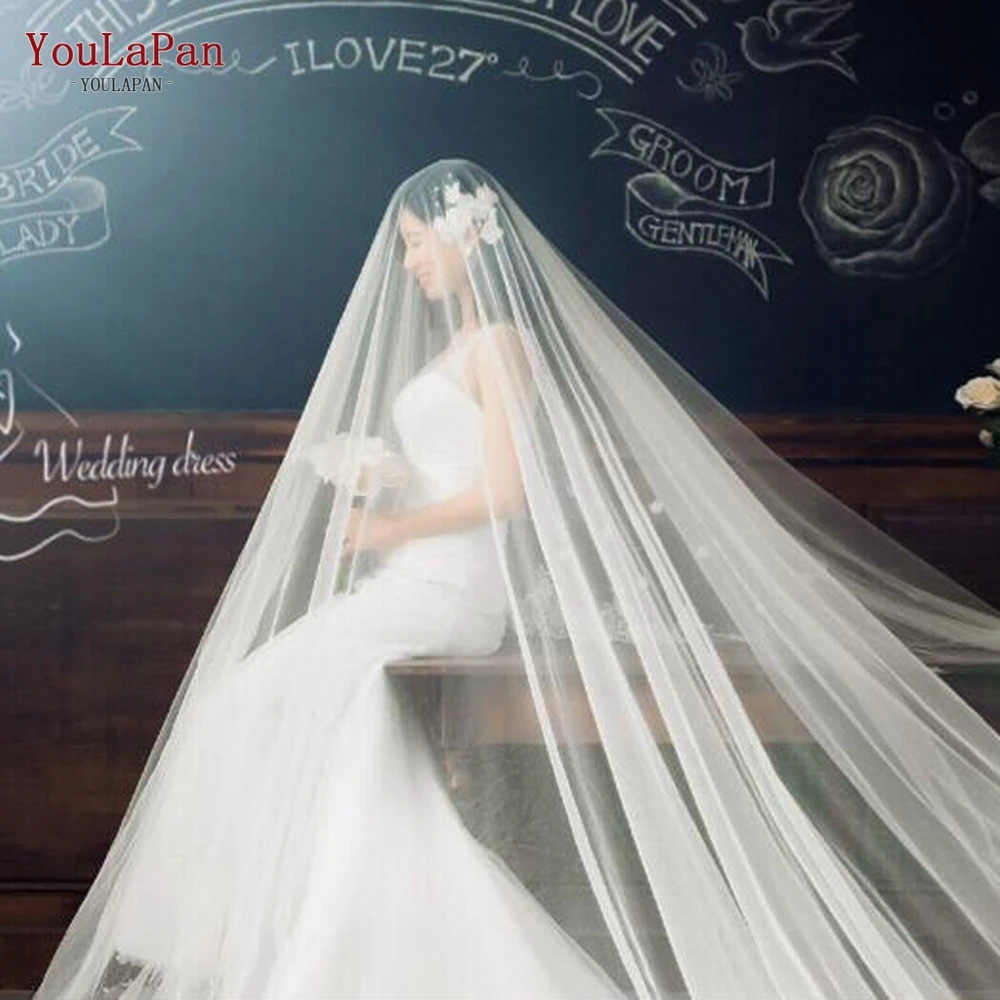 

YouLaPan V30-N White Ivory Minimalist Wedding Veil, Bachelor party Wedding Accessories Bridal Blush Hijab Veil