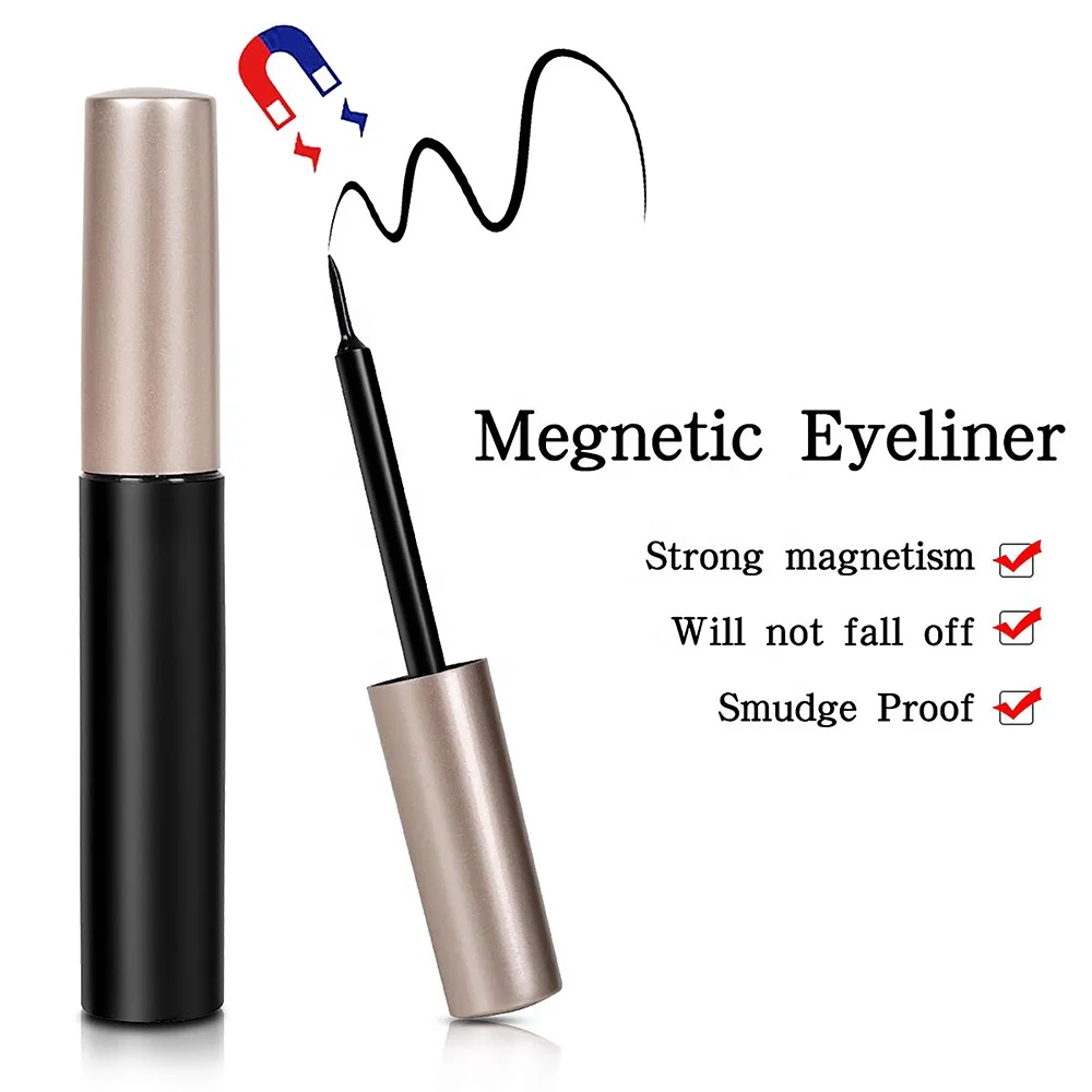 

magnetic eyelash with magnetic eyeliner and tweezers can print logo or custom boxes print logo on magnetic eyeliner, Natural black