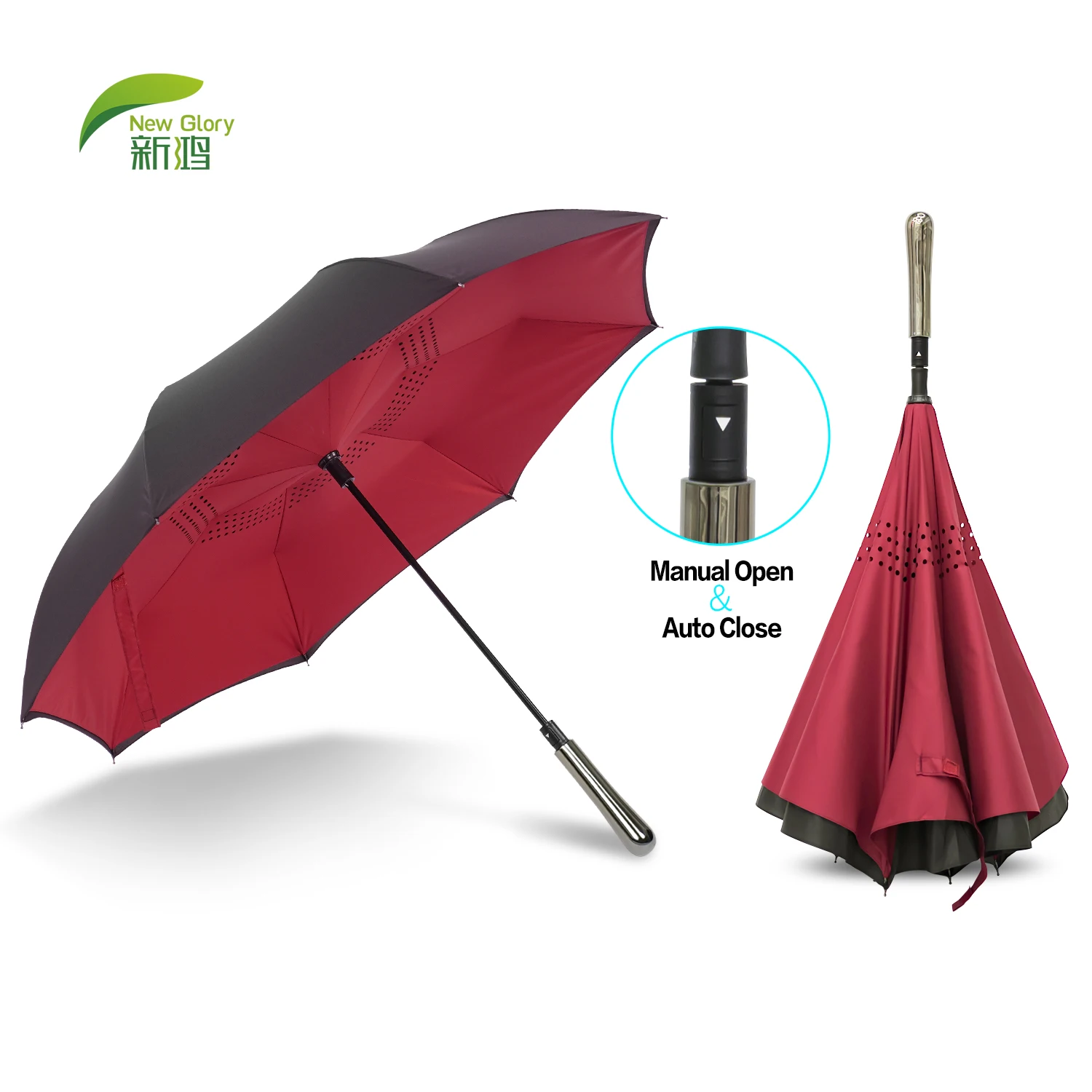 

Wholesale Rpet Amazon Custom Logo Printed Umbrella Double Fabric Windproof Upside Down Inverted Reverse Rain Umbrella for Sale