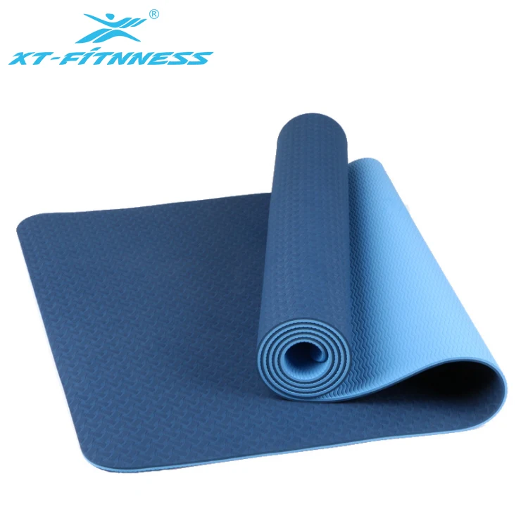 

Cheap anti-slip custom double color portable tpe exercise yoga mat
