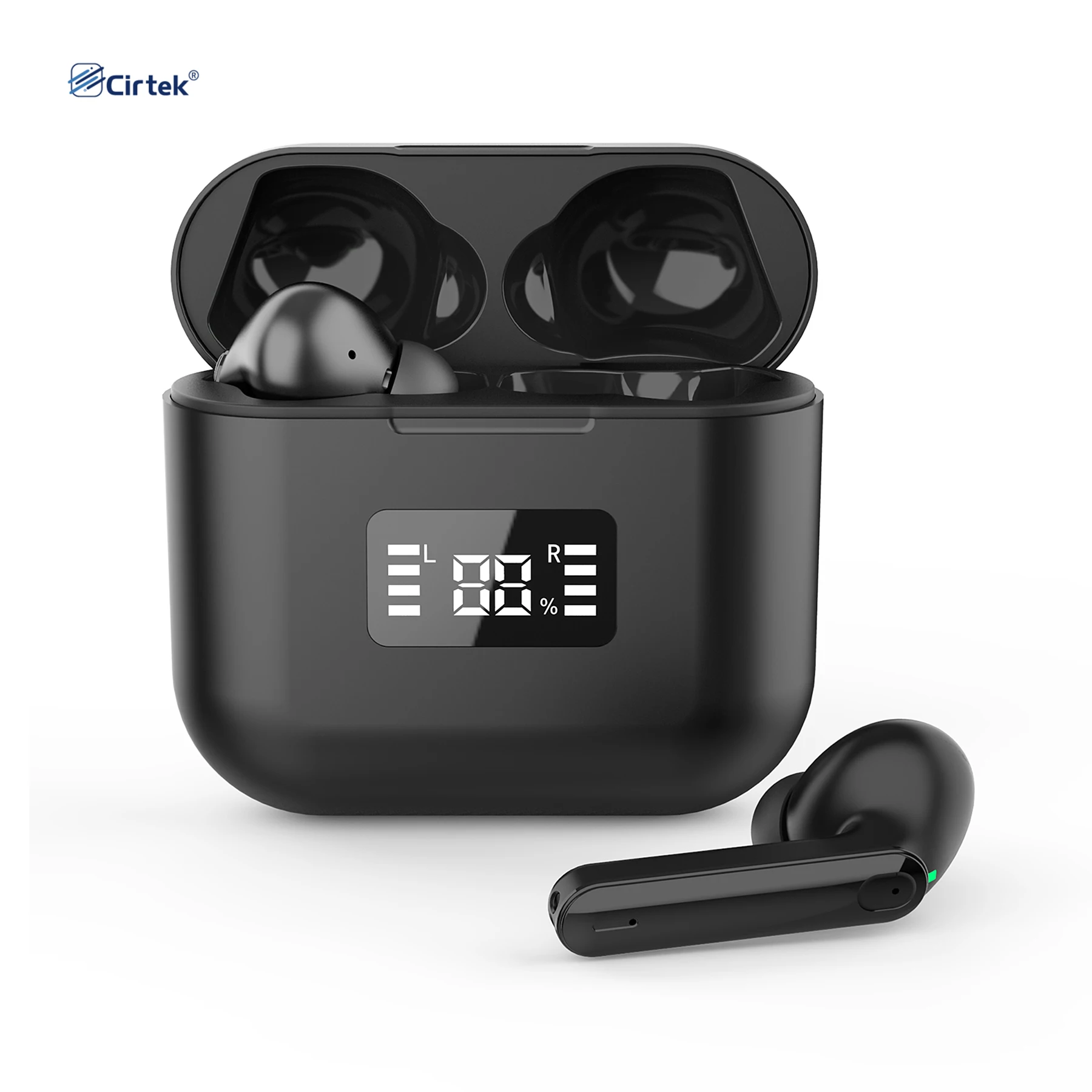 

Cirtek LED power display True Stereo Headset sport earphones blue tooth earbuds in-ear headphone true wireless earphones TWS, Black